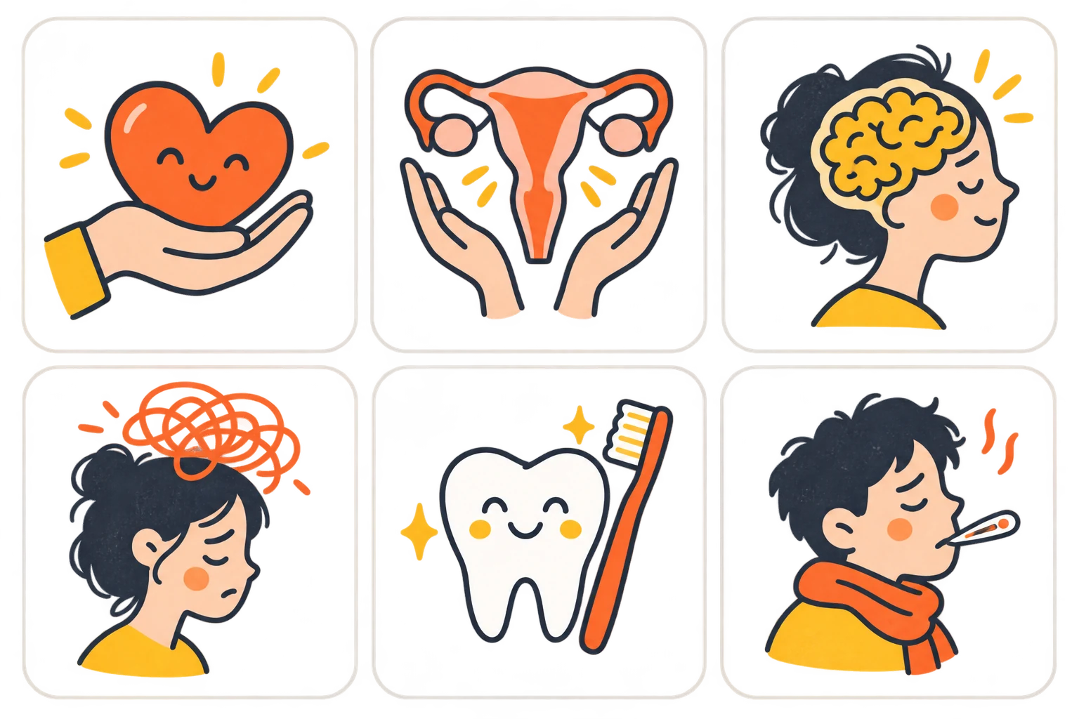 Illustrated everyday health concerns
